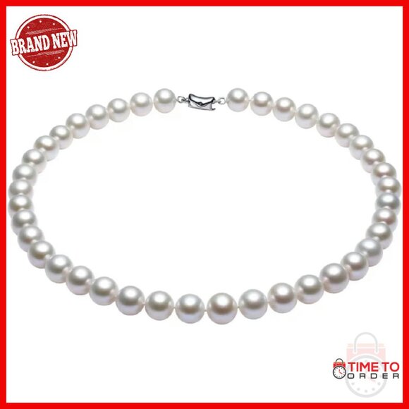 Genuine Freshwater Cultured Pearl Necklace 18in 9-10mm Sterling Silver